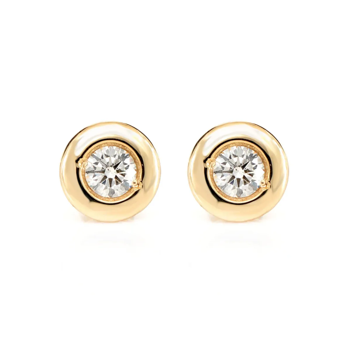 For Him Wide Bezel Set Diamond Stud Earrings in Rose Gold / Lab Grown Diamond – Earring