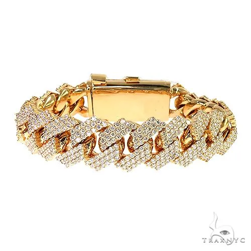 AHMED - MOON JEWELRY 3 Row Prong Set Diamond Cuban Bracelet 67151