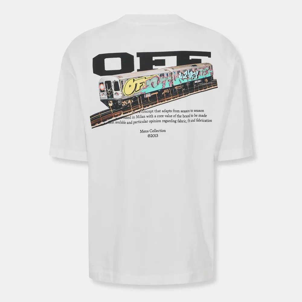 Off White Men's Train T-Shirt in White, additional product view 2