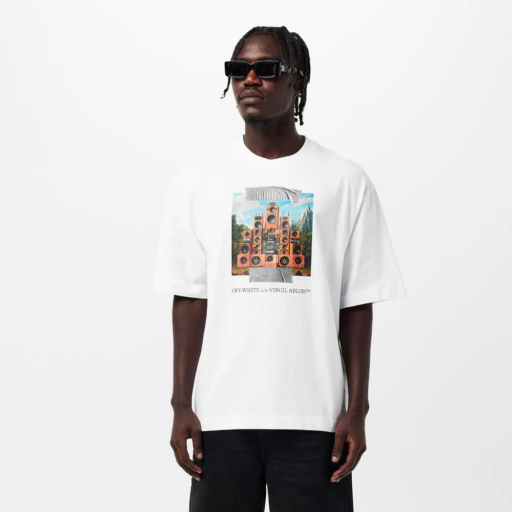Off White Men's Train T-Shirt in White, additional product view 3