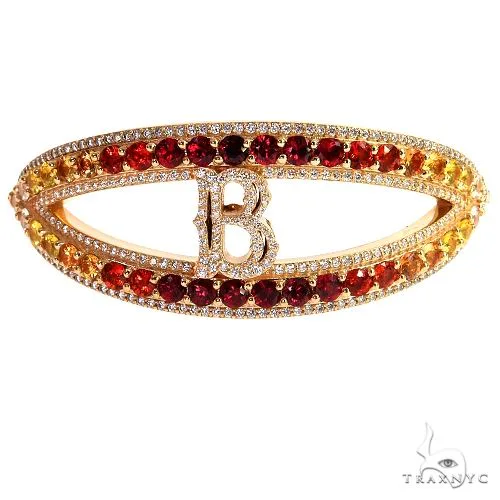 RINA - For Him CUSTOM Fire Sapphire Initial Diamond Bangle Bracelet 69527