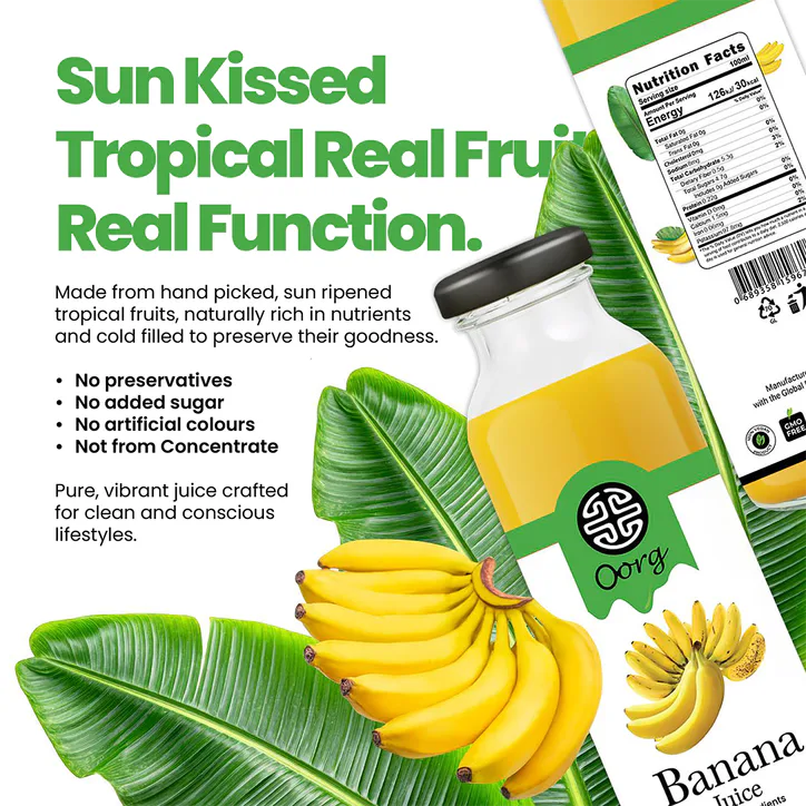 OORG Natural Banana Fruit Juice 250ml x 6, additional product view 3