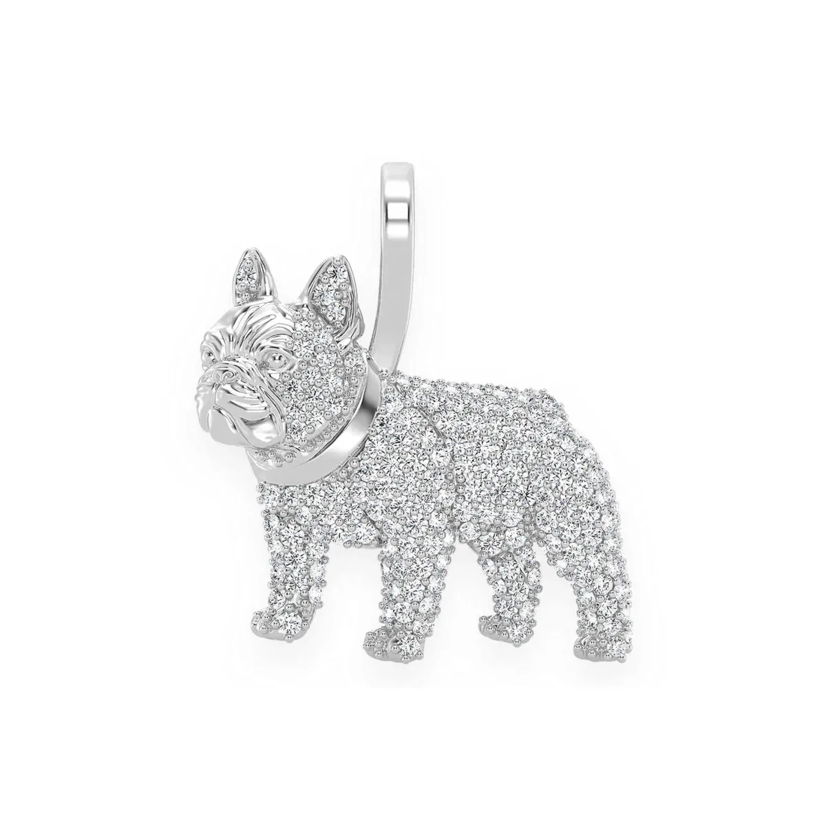 For Him French Bulldog Diamond Pendant in 0.65ctw / White Gold / Natural Diamond – Pendant