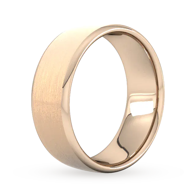 For Him 8mm Slight Court Standard Matt Finished Wedding Ring In 18 Carat Yellow Gold detail 2