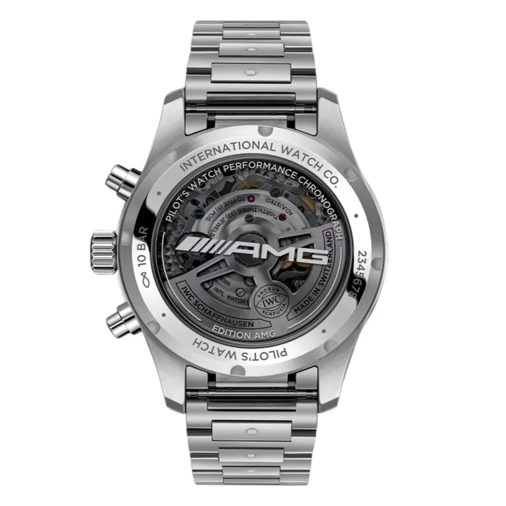 IWC Pilot Performance Chronograph 41mm AMG Mens Watch Black Titanium detail 2