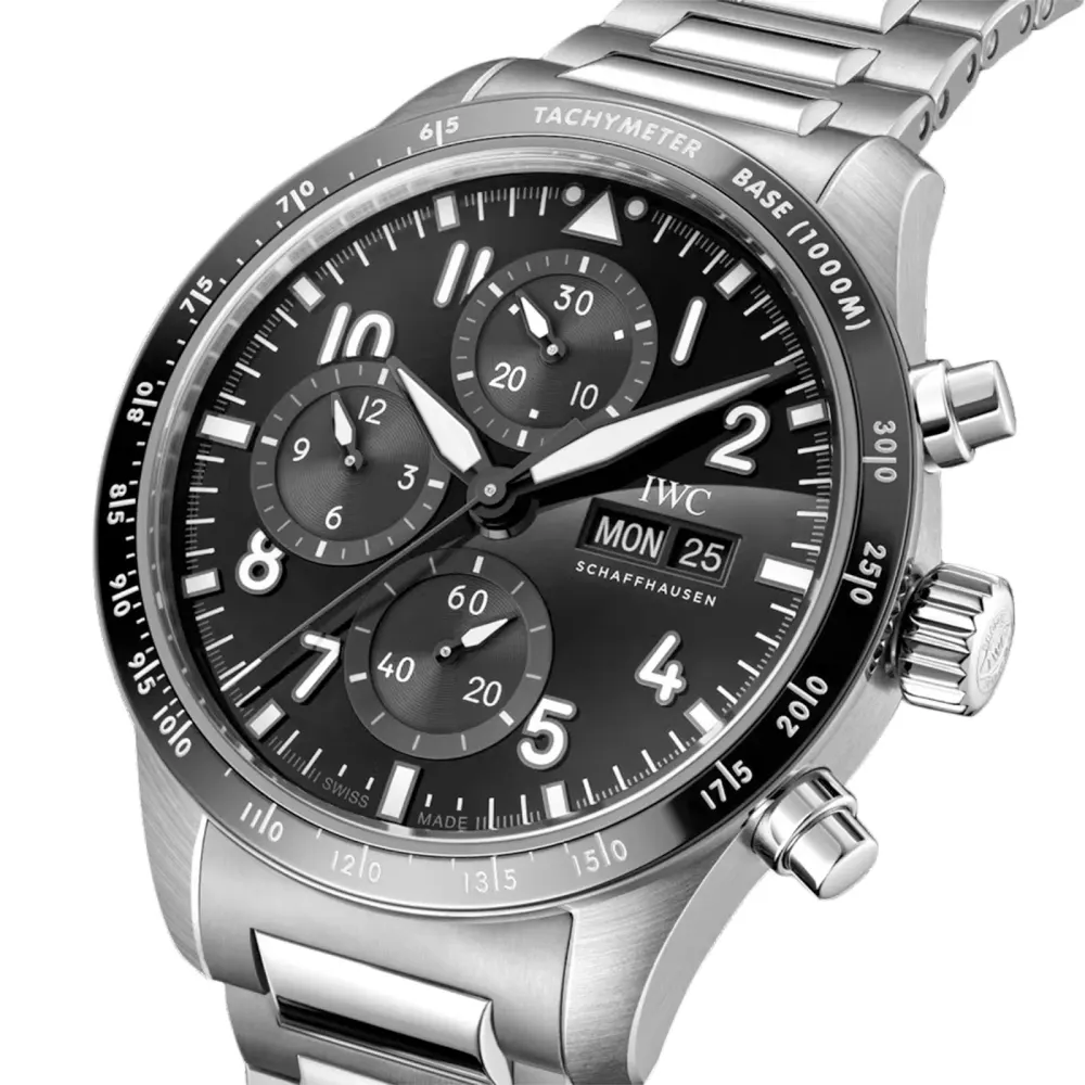 IWC Pilot Performance Chronograph 41mm AMG Mens Watch Black Titanium detail 3