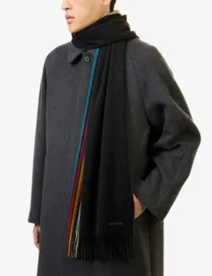 PAUL SMITH Signature Stripe Edge Cashmere Scarf detail 2