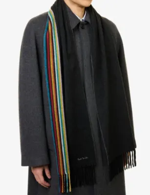 PAUL SMITH Signature Stripe Edge Cashmere Scarf detail 3