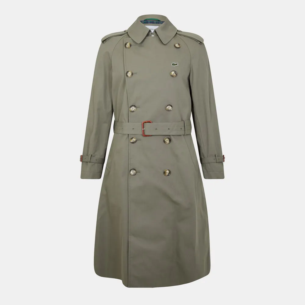 Lacoste Men's Water-Resistant Double-Breasted Belted Trench Coat