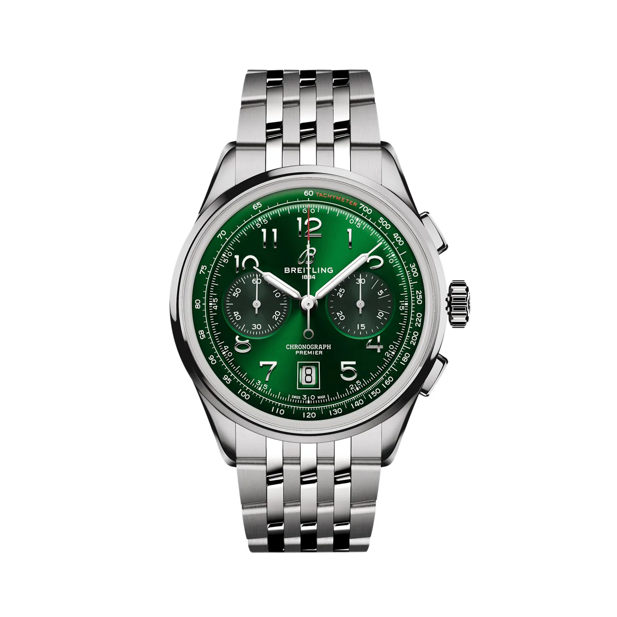 Breitling Premier B01 Chronograph 42mm Mens Watch Green Stainless Steel