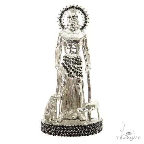 RINA - For Him CUSTOM Medium .925 Silver St. Lazarus Black Diamond Pendant 67598 – Pendant