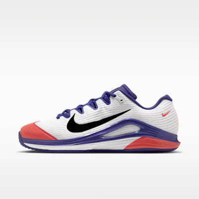 Nike Vapor 12 PRM Men's Clay Court Tennis Shoes - White/Dark Concord/Bright Crimson/Burgundy Ash