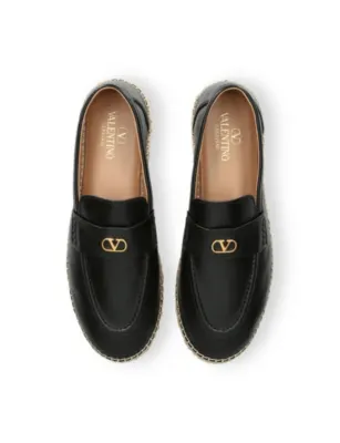 VALENTINO GARAVANI Palm Avenue Leather Espadrille Loafers - EUR 42.5 / 8.5 UK MEN in BLACK, additional product view 2
