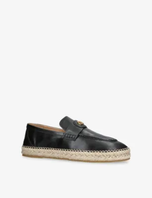 VALENTINO GARAVANI Palm Avenue Leather Espadrille Loafers - EUR 42.5 / 8.5 UK MEN in BLACK, additional product view 3