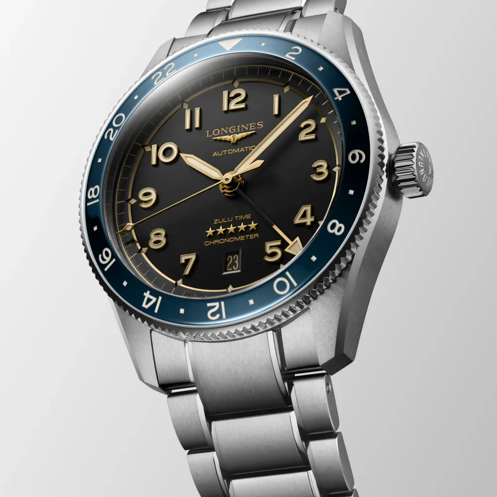 Longines Spirit Zulu Time 42mm Mens Watch Black detail 2