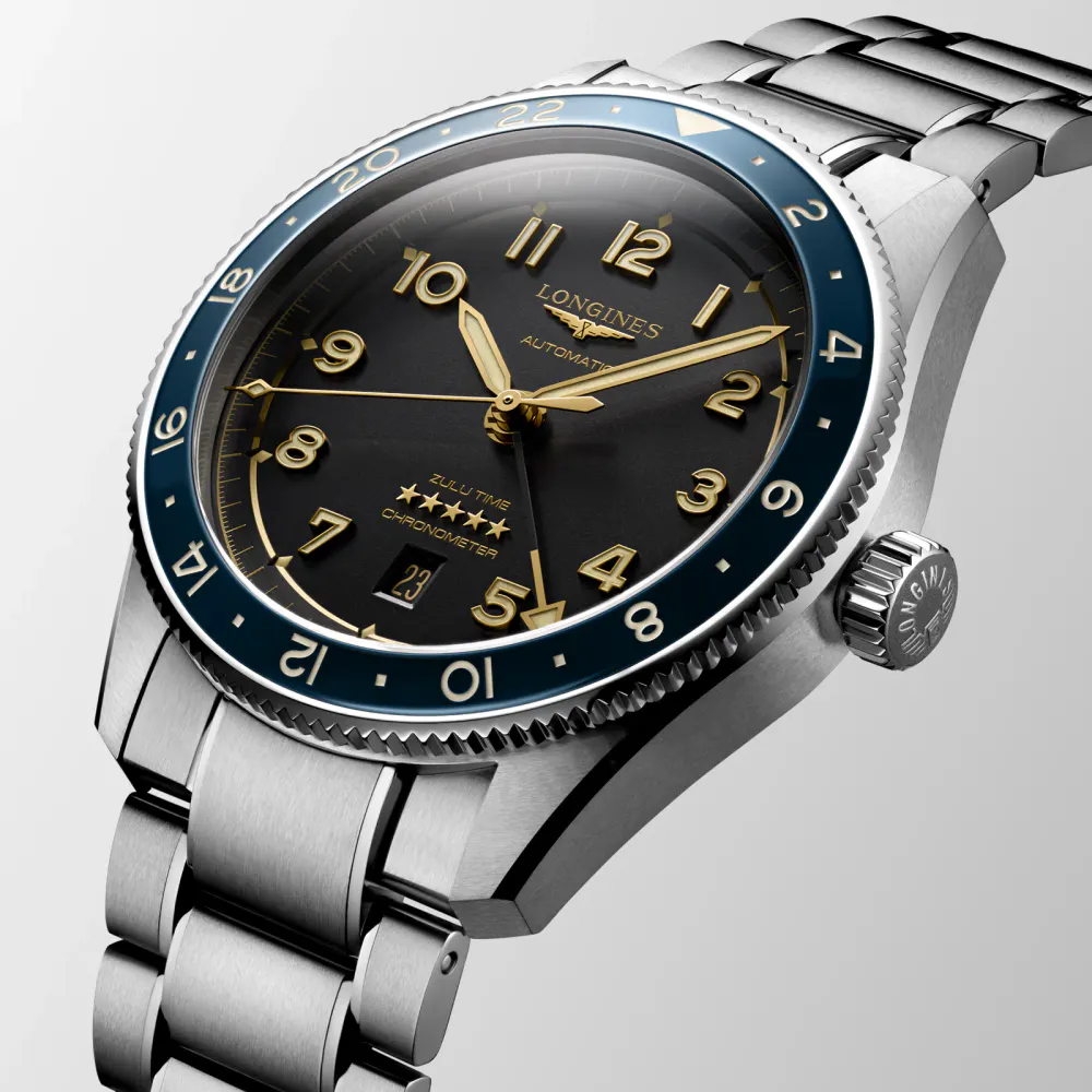 Longines Spirit Zulu Time 42mm Mens Watch Black detail 3