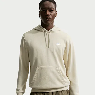 Nike Club Men's French Terry Pullover Hoodie - Light Khaki/Light Khaki/White