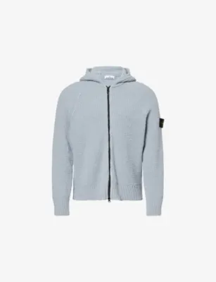 STONE ISLAND Logo-Patch Boucle Cotton-Blend Hoodie