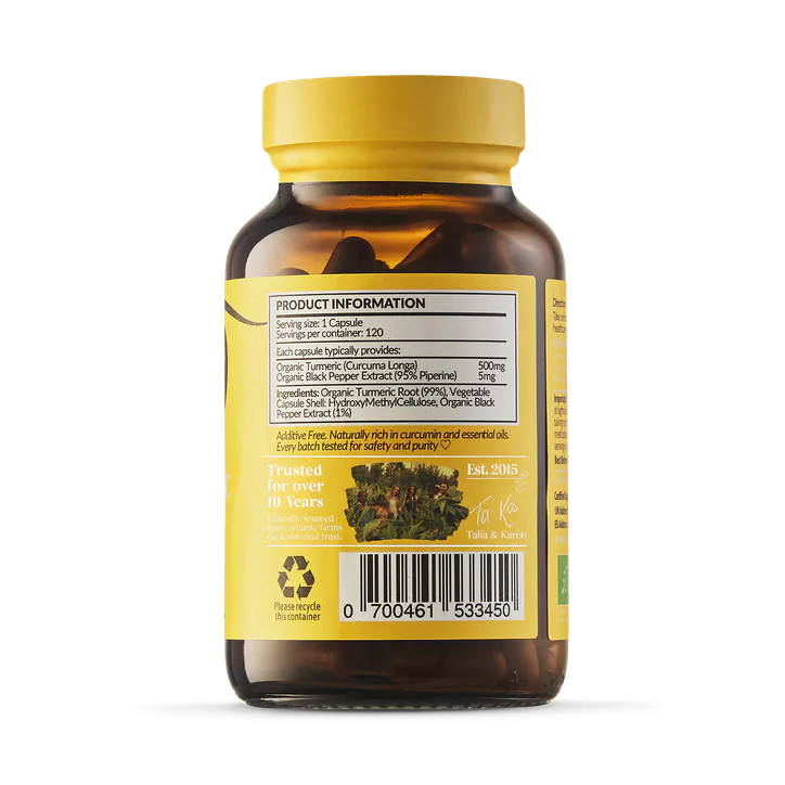 Taka Turmeric Organic Turmeric & Black Pepper Extract - 120 Capsules, additional product view 2