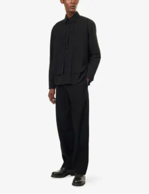CRAIG GREEN Layered Detachable-Panel Cotton Shirt in BLACK, additional product view 2