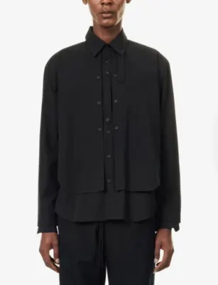 CRAIG GREEN Layered Detachable-Panel Cotton Shirt in BLACK, additional product view 3