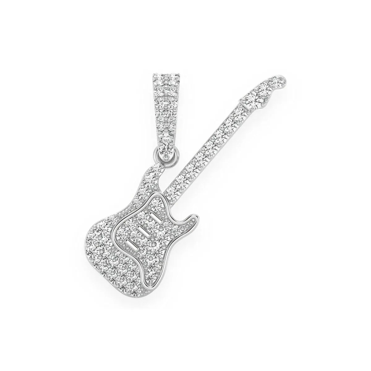 For Him Electric Guitar Diamond Pendant in White Gold / Natural Diamond – Pendant
