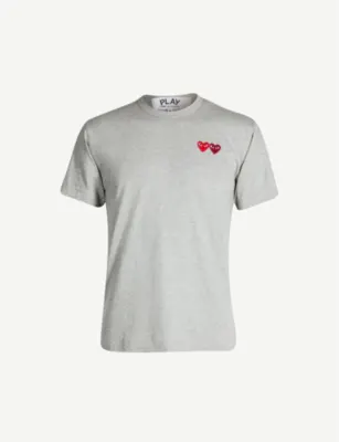 COMME DES GARCONS PLAY Heart-embroidered cotton-jersey T-shirt detail 2