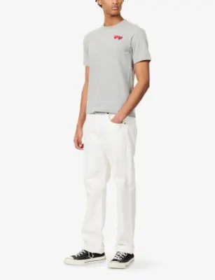 COMME DES GARCONS PLAY Heart-embroidered cotton-jersey T-shirt detail 3
