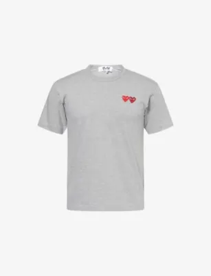 COMME DES GARCONS PLAY Heart-embroidered cotton-jersey T-shirt