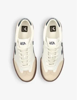 VEJA Men's Volley logo-embroidered leather low-top trainers - EUR 43 / 9 UK MEN in WHITE/BLK, additional product view 2