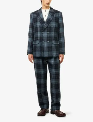 LABRUM LONDON Harris Double-Breasted Tweed Blazer in BLUE, additional product view 2