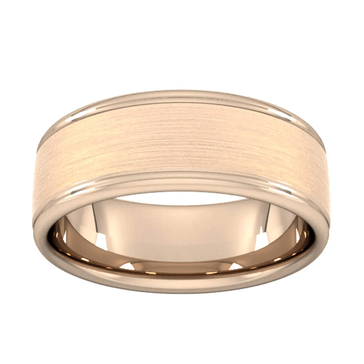 For Him 8mm Traditional Court Heavy Matt Centre With Grooves Wedding Ring In 18 Carat Yellow Gold