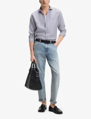BOSS Striped Long-Sleeved Linen Shirt detail 2