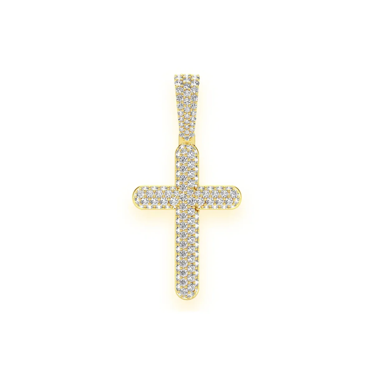 For Him Bubbly Diamond Cross Pendant in 1.10ctw / Yellow Gold / Natural Diamond – Pendant