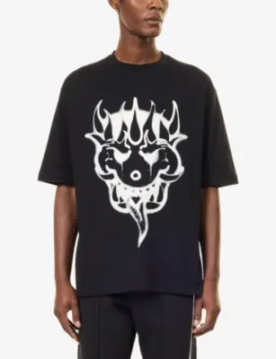 ADIDAS Y3 Graphic-Print Short-Sleeve Cotton T-Shirt detail 3