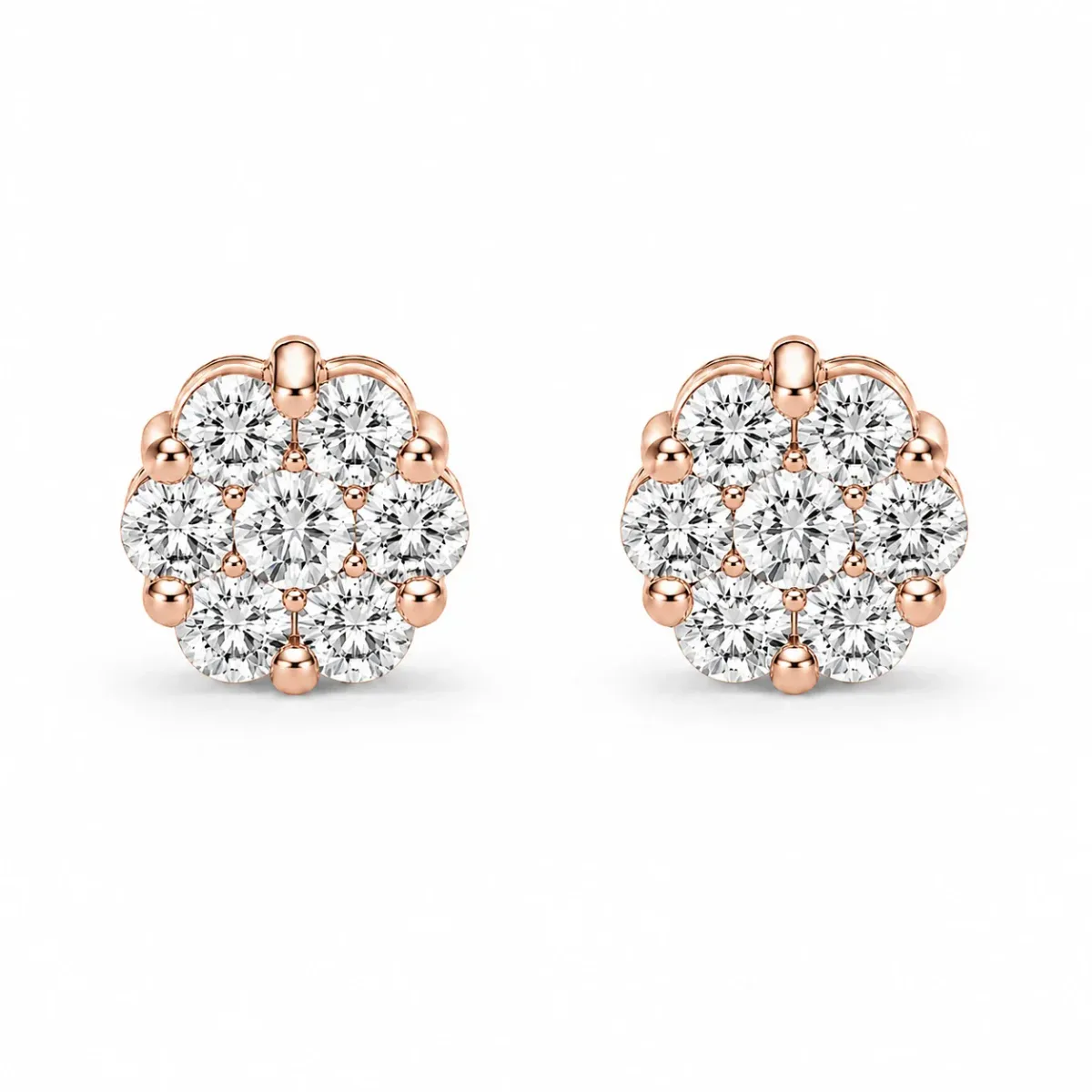 For Him Flower Diamond Studs in 0.75ctw / Rose Gold / Natural Diamond – Earring