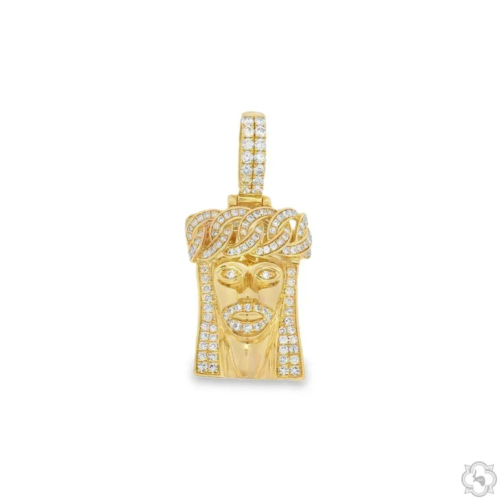 ANNA - CONSCIOUS DIAMONDS 14k Gold Diamond Cuban Link Crown Jesus Pendant 65842 in Yellow Gold – Pendant