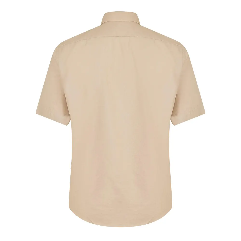 Boss Mens BOSS BLACK Liam Short Sleeve Buttoned Shirt in Beige 286, additional product view 2