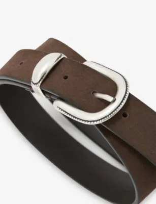REISS Jonny Western Suede Belt - 28 in CHOCOLATE BROWN, additional product view 2