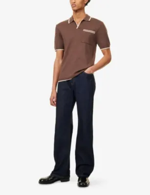 NOBL Emerson Open-Collar Knitted Polo Top detail 2