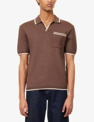 NOBL Emerson Open-Collar Knitted Polo Top detail 3