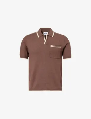 NOBL Emerson Open-Collar Knitted Polo Top