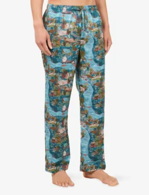 DEREK ROSE Ledbury Cotton Lounge Trousers detail 3