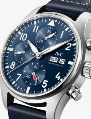 IWC Pilot’s Chronograph 41 Stainless-Steel and Leather Automatic Watch 41mm detail 2