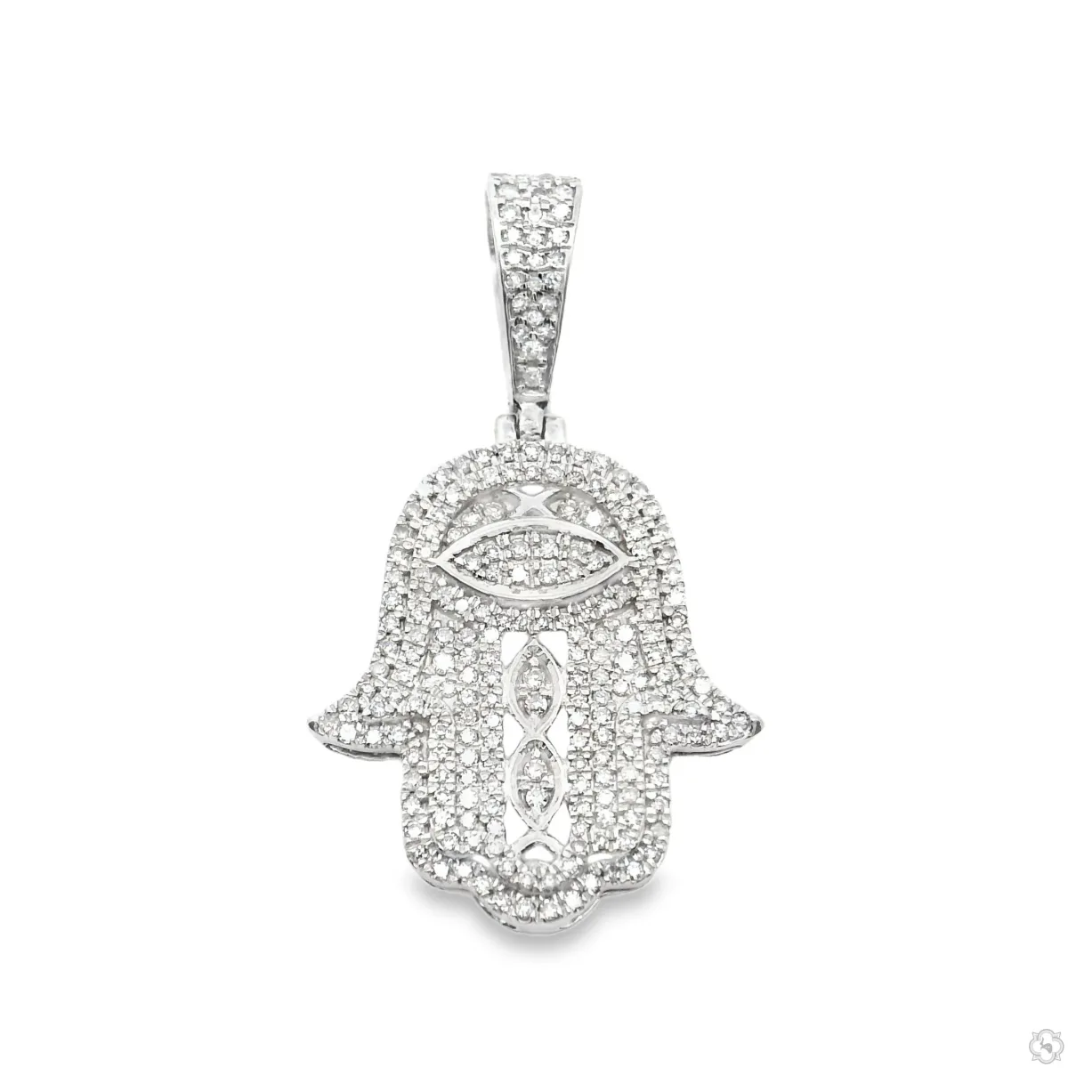 ANNA - SAVIRA (CLOSE OUT) 10K Gold Diamond Hamsa Pendant 63618 in White Gold – Pendant