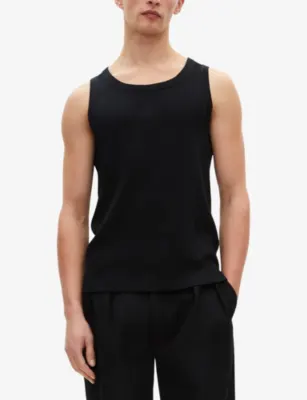 THE KOOPLES Embroidered-Crest Crewneck Stretch-Cotton Tank Top detail 3