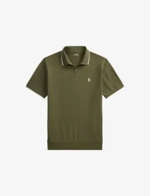 POLO RALPH LAUREN Logo-Embroidered Tipped Zip-Up Cotton Polo Shirt