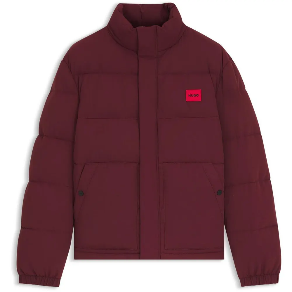 Hugo Men's Red Short Puffer Jacket in Dark Red – Clothing