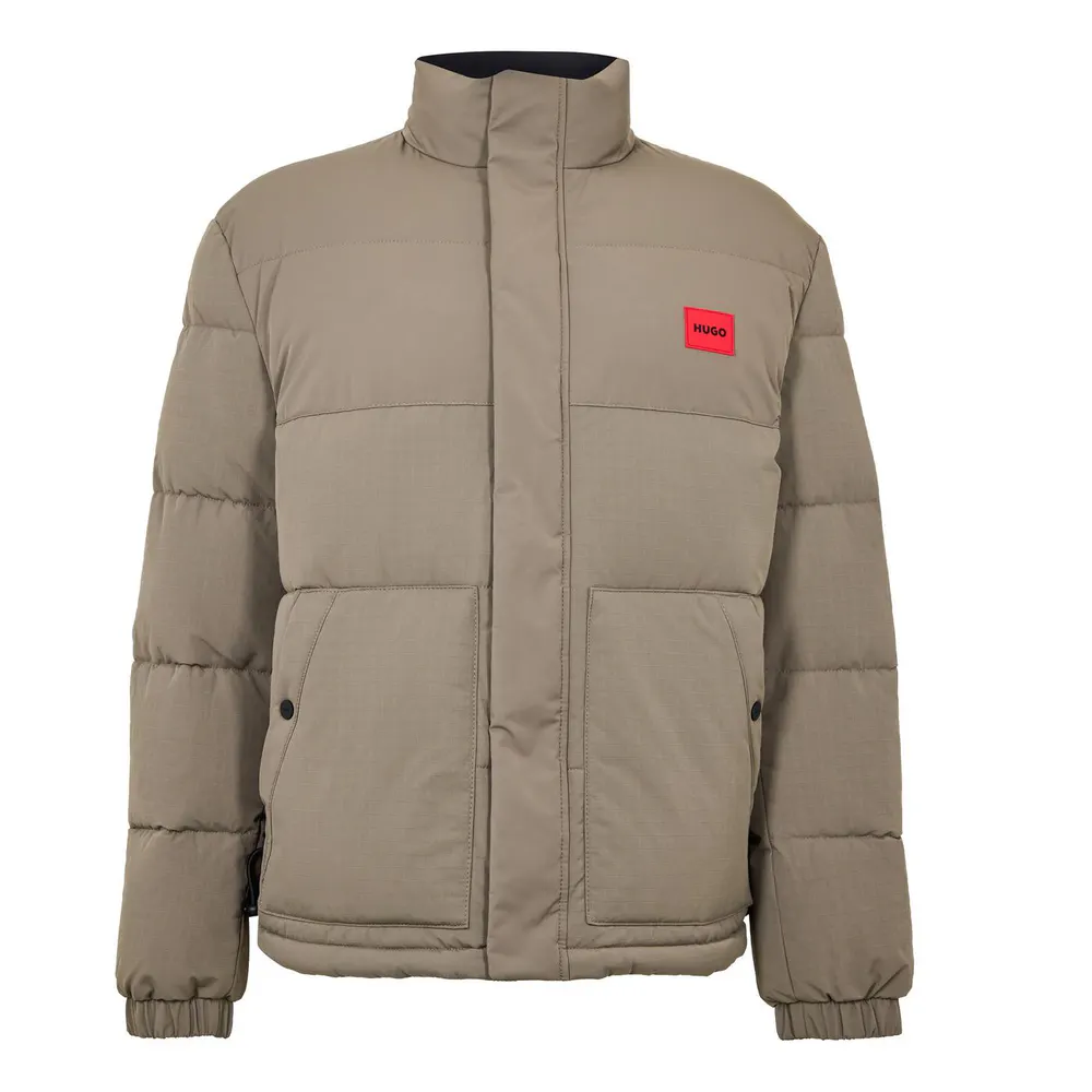 Hugo Men's Red Short Puffer Jacket in Medium Grey – Clothing