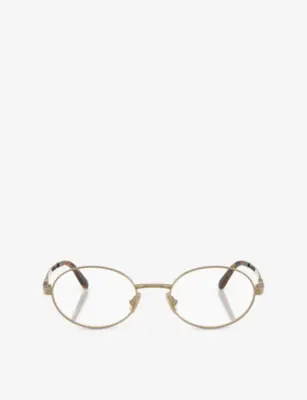 MIU MIU MU 50ZV Round-Frame Metal Eyeglasses in GOLD – Mens | Glasses